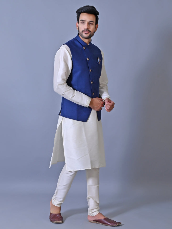 Textured Blue Nehru Jacket