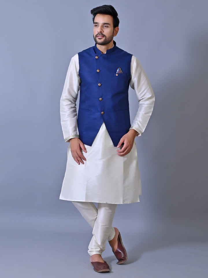 Textured Blue Nehru Jacket