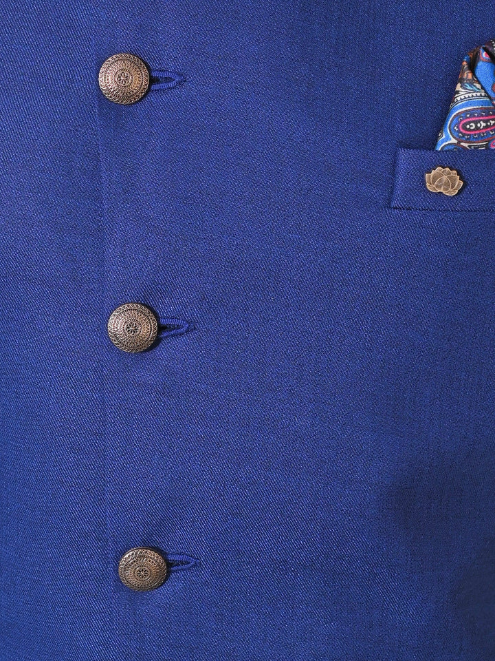 Textured Blue Nehru Jacket