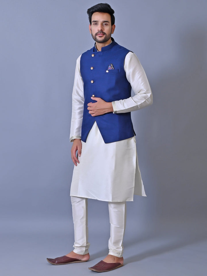 Textured Blue Nehru Jacket