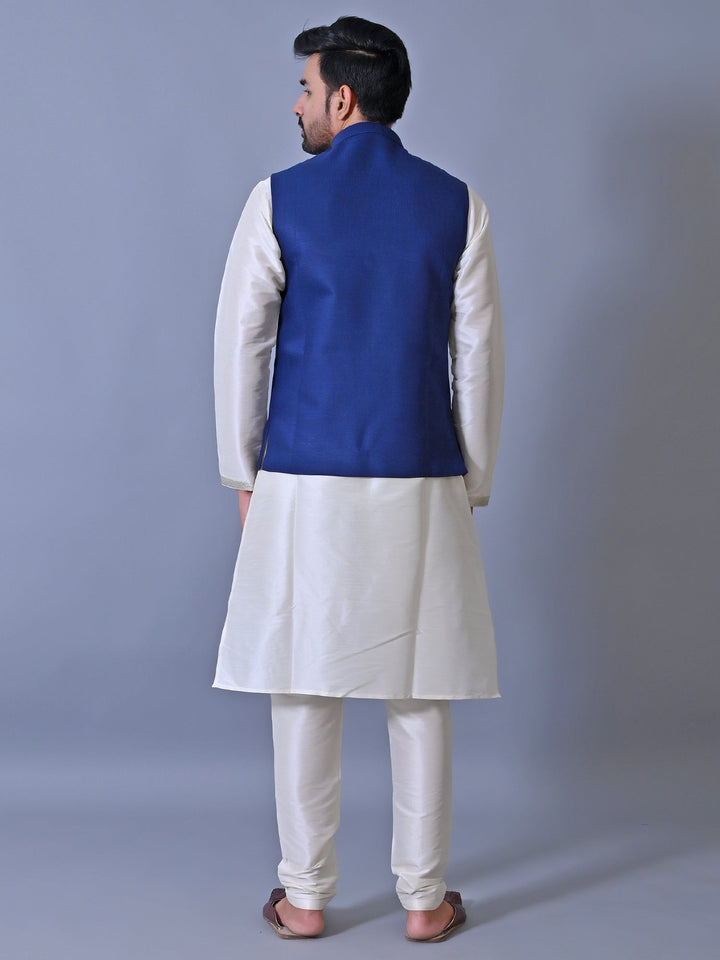 Textured Blue Nehru Jacket