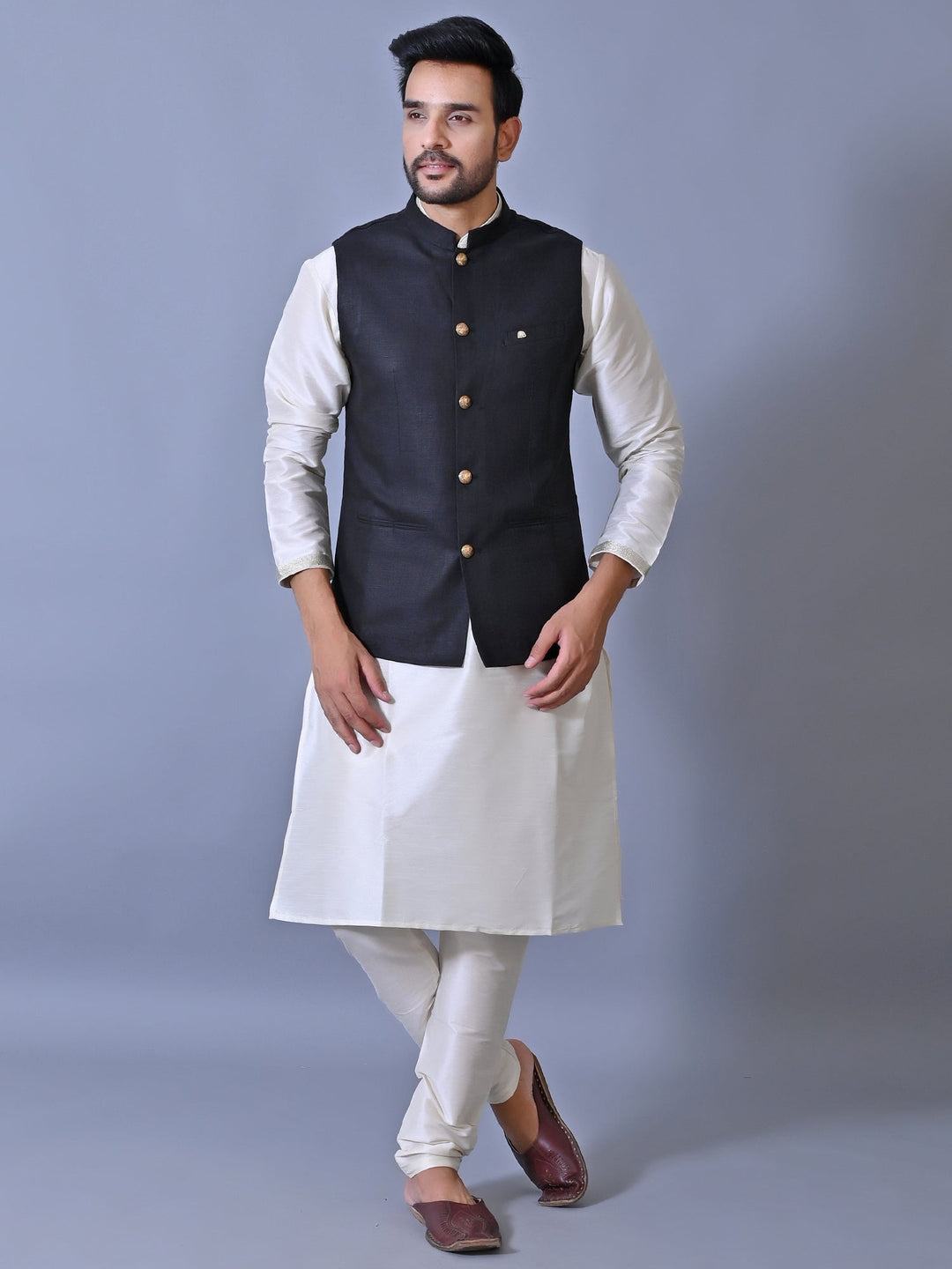 Textured Black Nehru Jacket