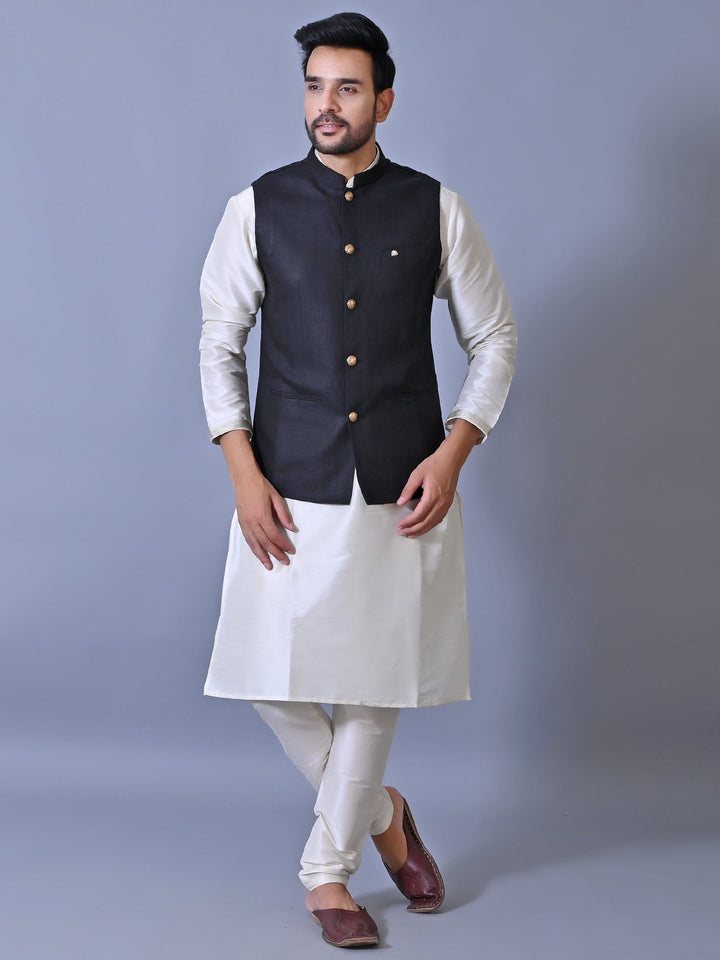 Textured Black Nehru Jacket