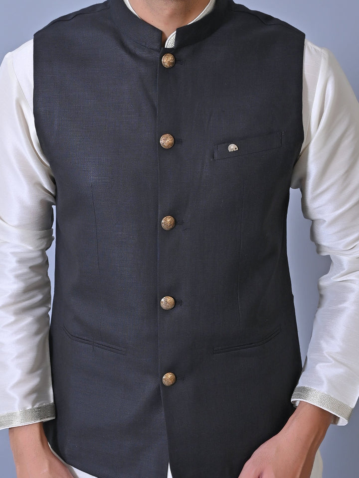 Textured Black Nehru Jacket