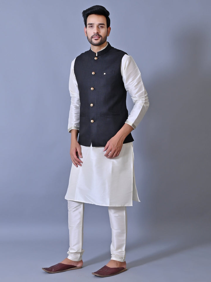 Textured Black Nehru Jacket