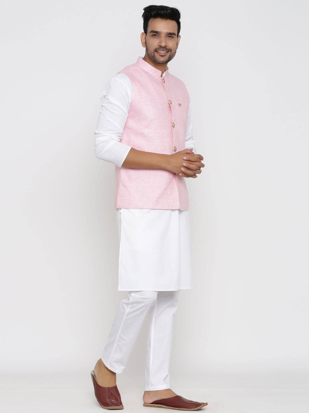 Solid Pink Nehru Jacket