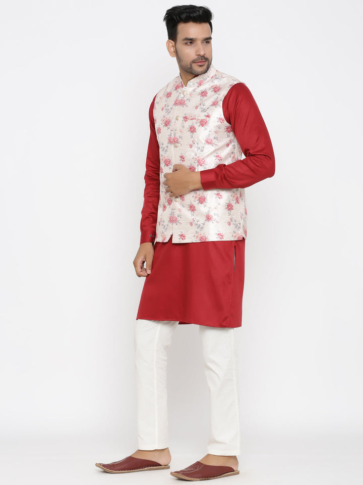 Floral Beige Nehru Jacket