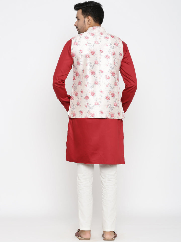 Floral Beige Nehru Jacket