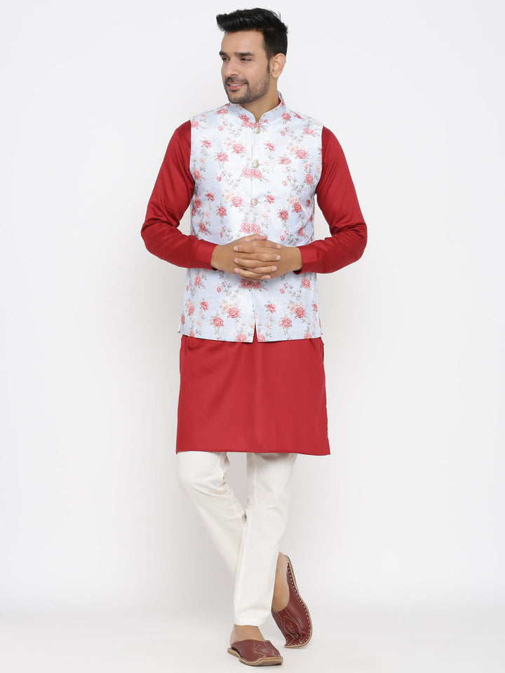 Floral White Nehru Jacket