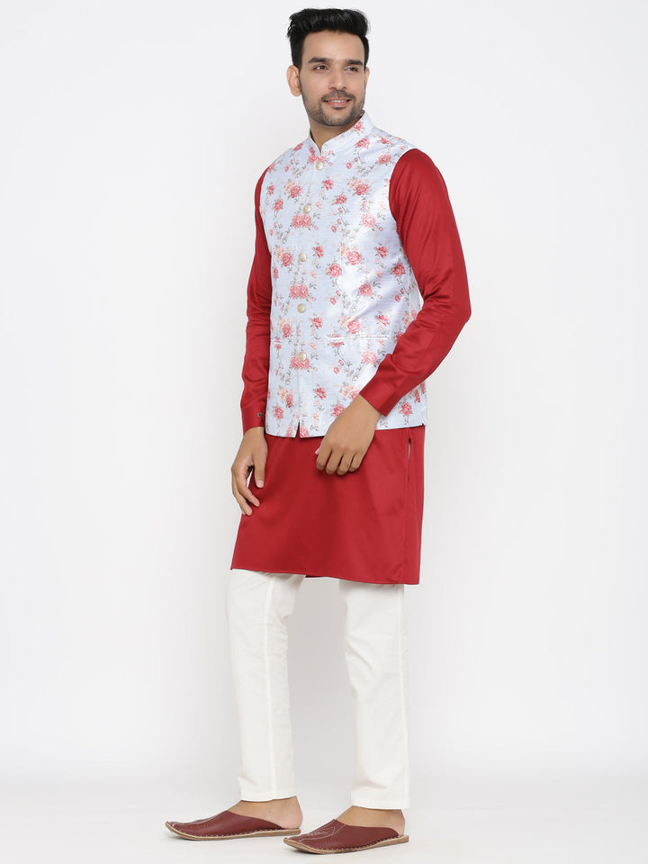 Floral White Nehru Jacket