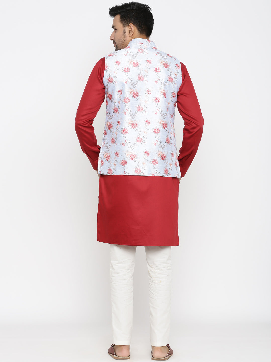 Floral White Nehru Jacket