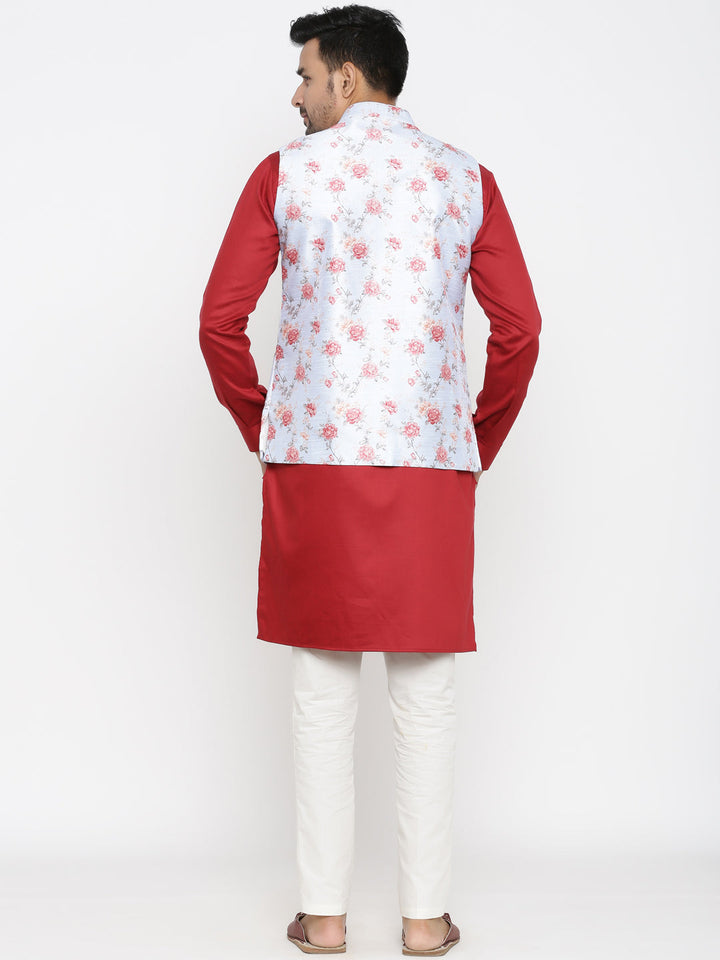 Floral White Nehru Jacket