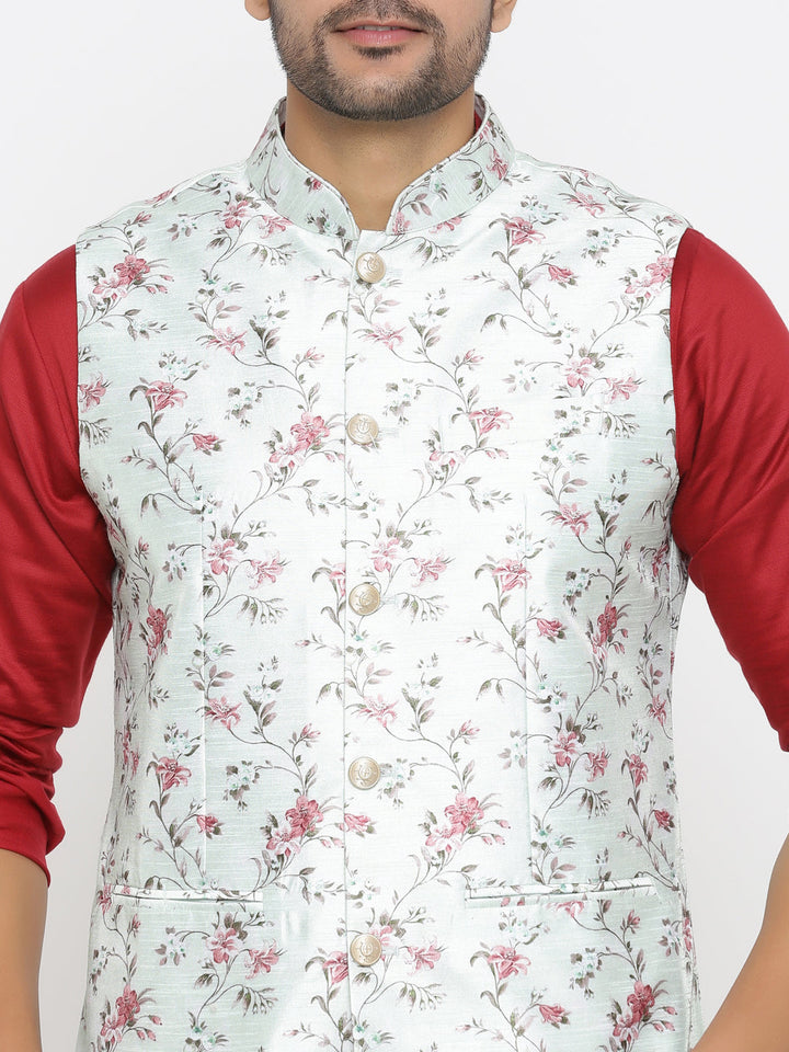 Floral White Nehru Jacket