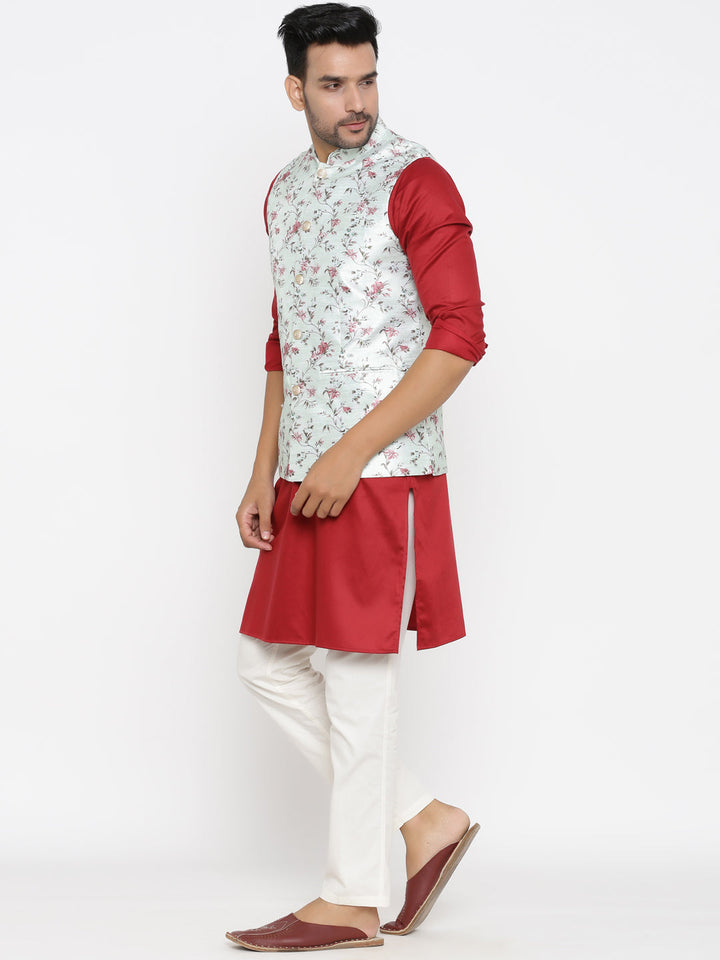 Floral White Nehru Jacket