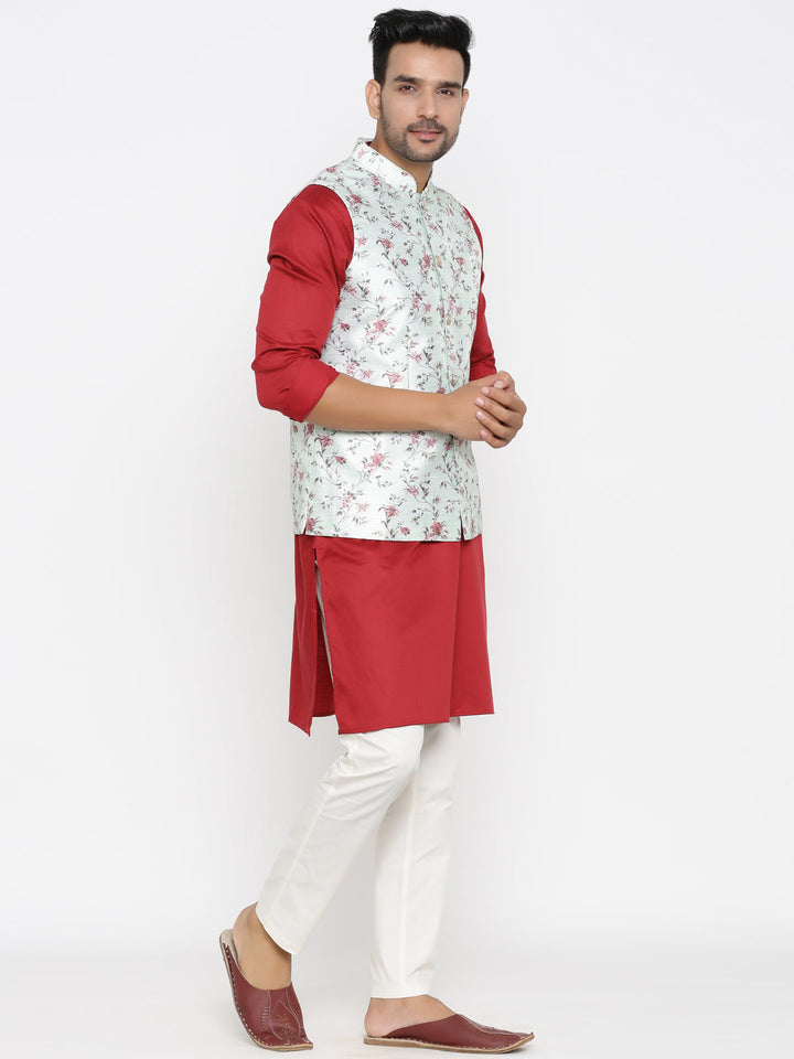 Floral White Nehru Jacket
