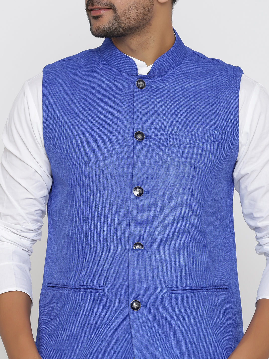 Solid Blue Nehru Jacket