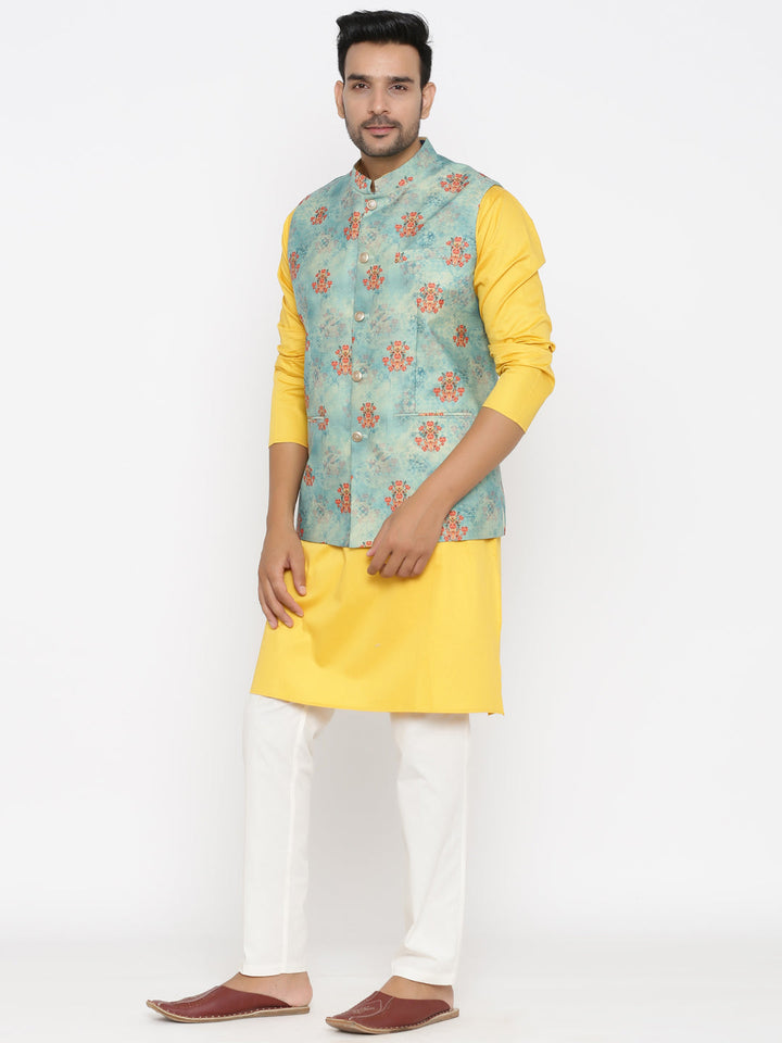 Floral Green Nehru Jacket