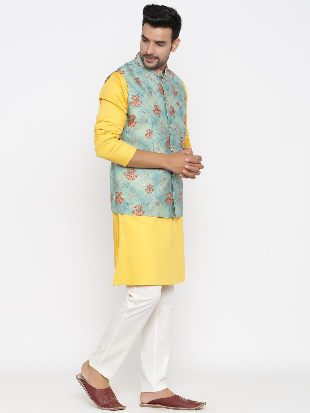 Floral Green Nehru Jacket