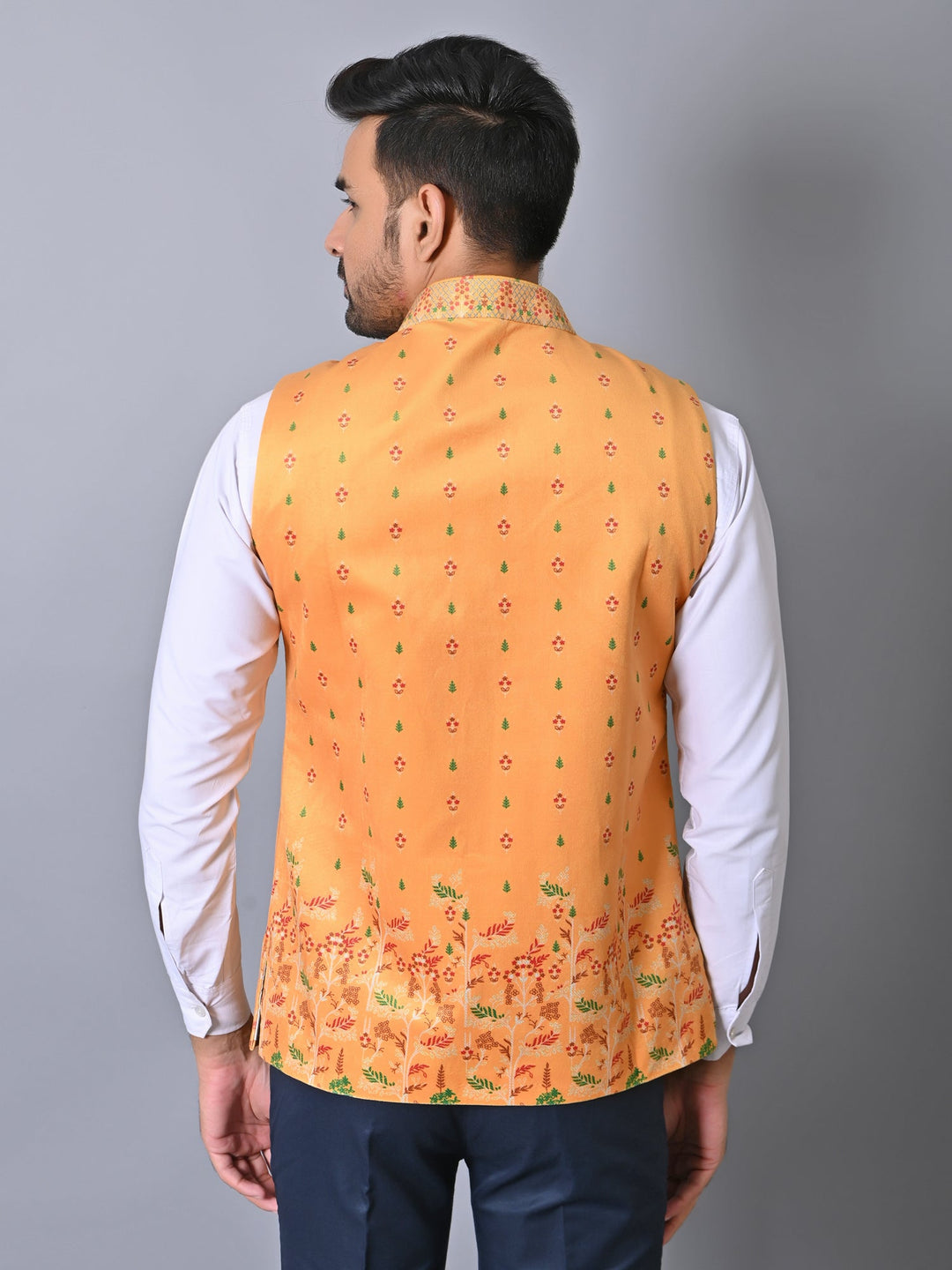 Ethnic Motifs Yellow Nehru Jacket