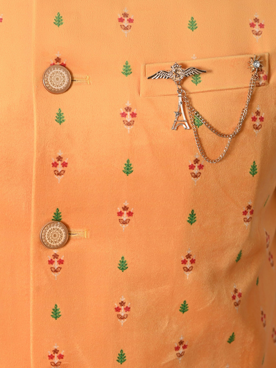 Ethnic Motifs Yellow Nehru Jacket