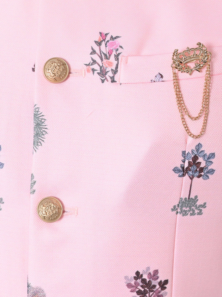 Ethnic Motifs Pink Nehru Jacket