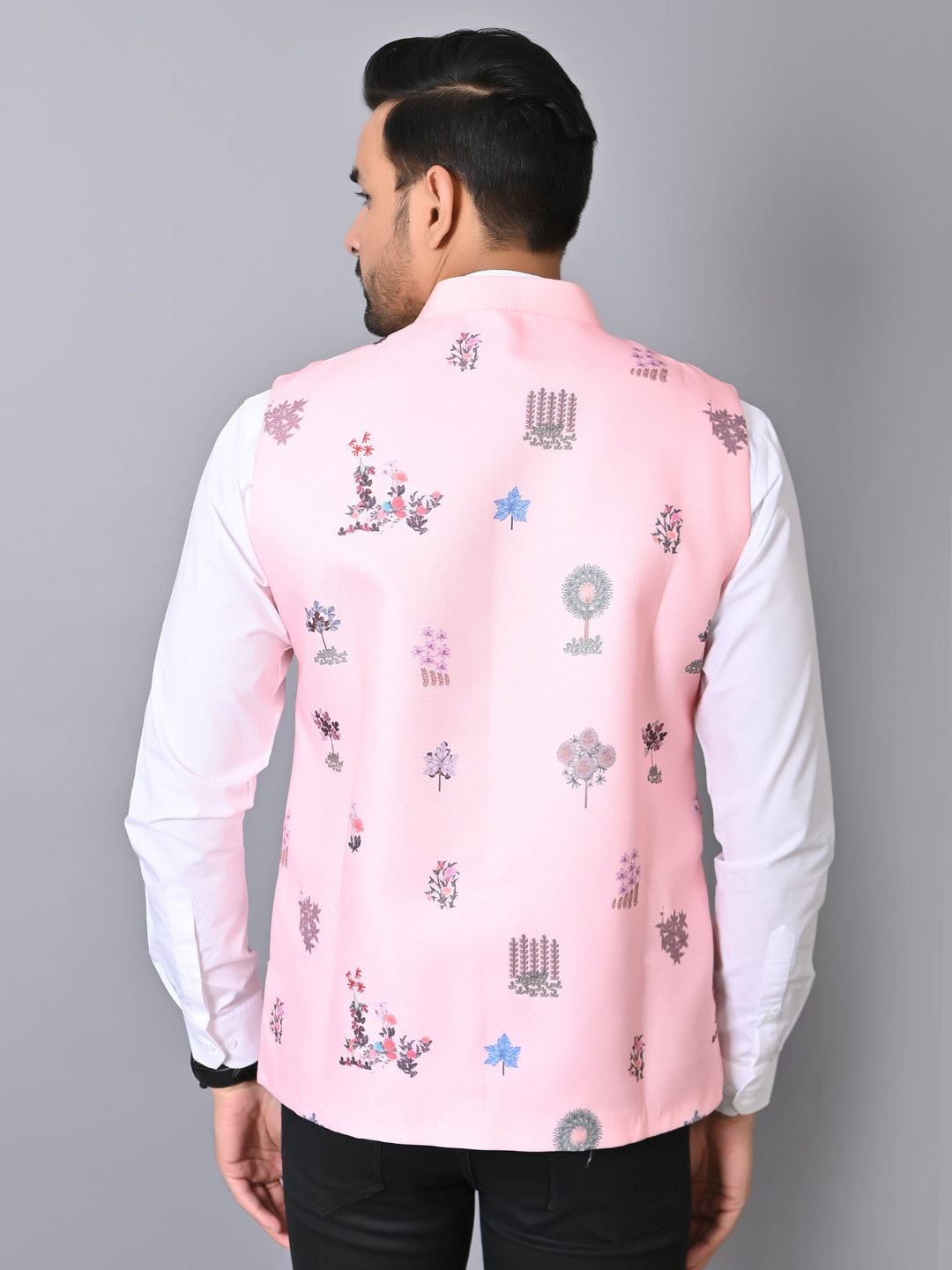 Ethnic Motifs Pink Nehru Jacket