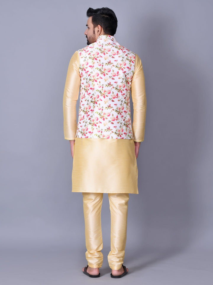 Floral Off White Nehru Jacket