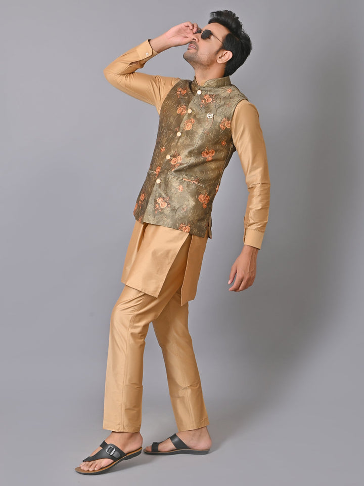 Floral Green Nehru Jacket