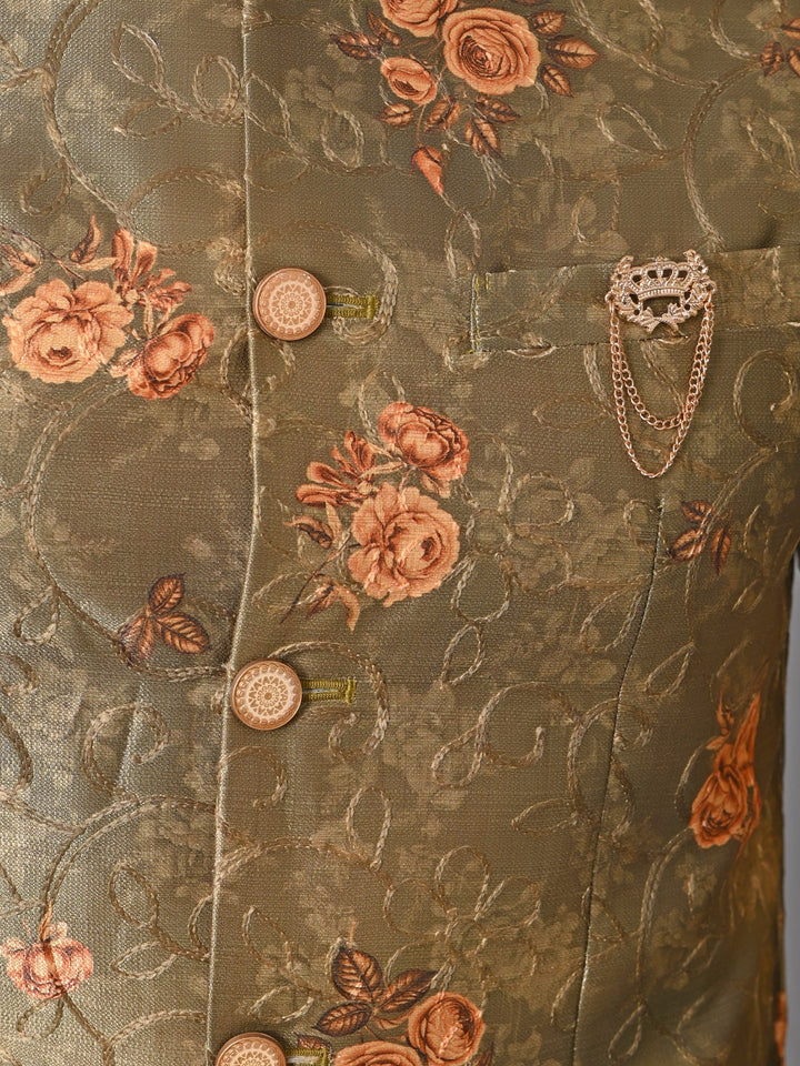 Floral Green Nehru Jacket