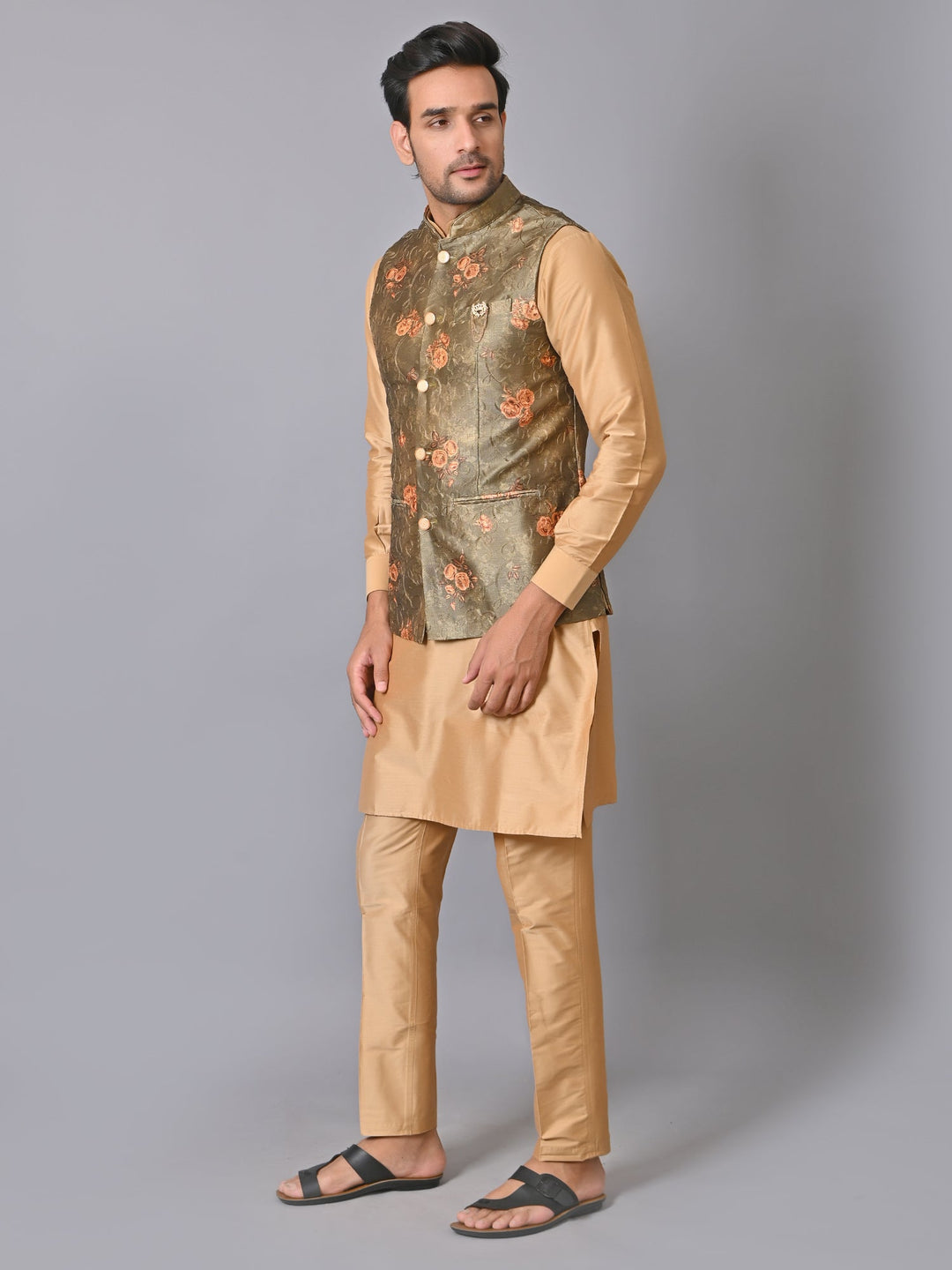 Floral Green Nehru Jacket