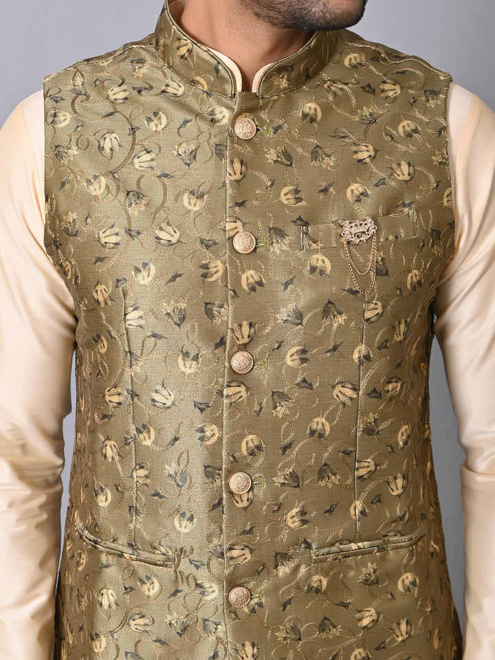 Floral Green Nehru Jacket