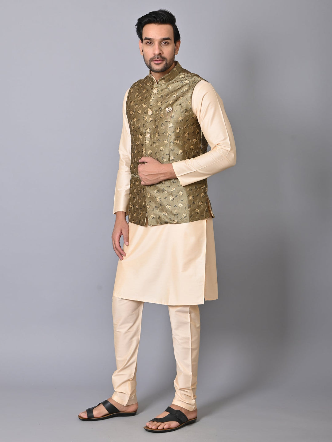 Floral Green Nehru Jacket