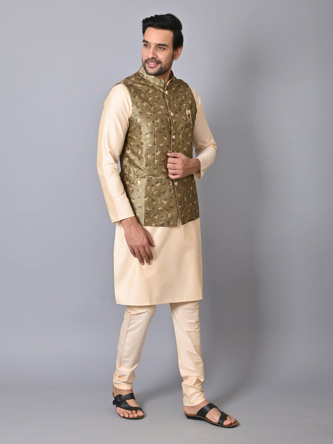 Floral Green Nehru Jacket