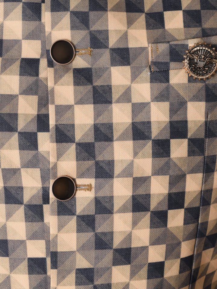 Colourblocked Brown Nehru Jacket