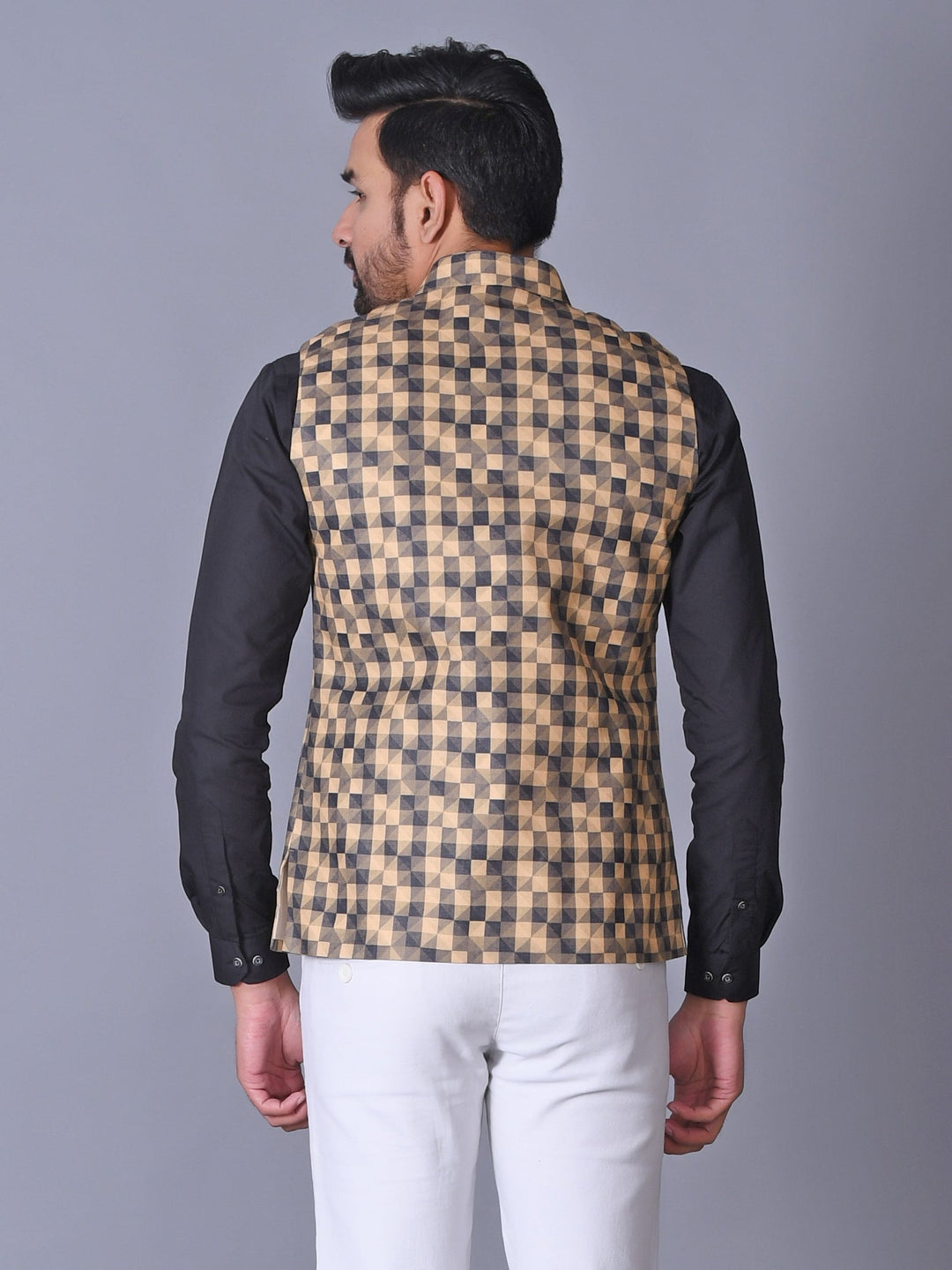 Colourblocked Brown Nehru Jacket