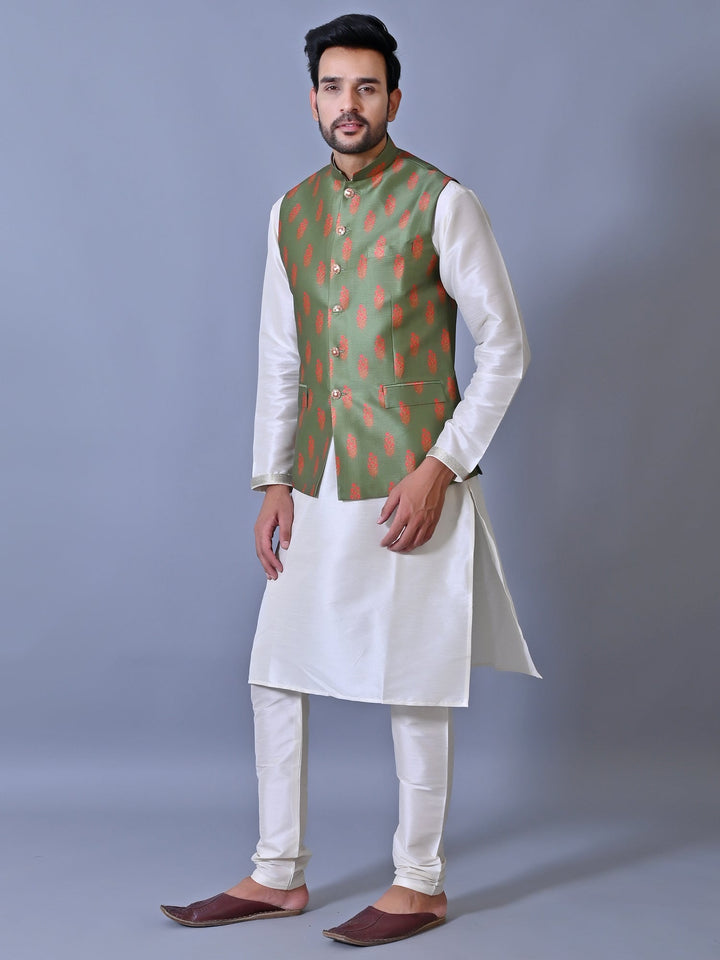 Floral Green Nehru Jacket