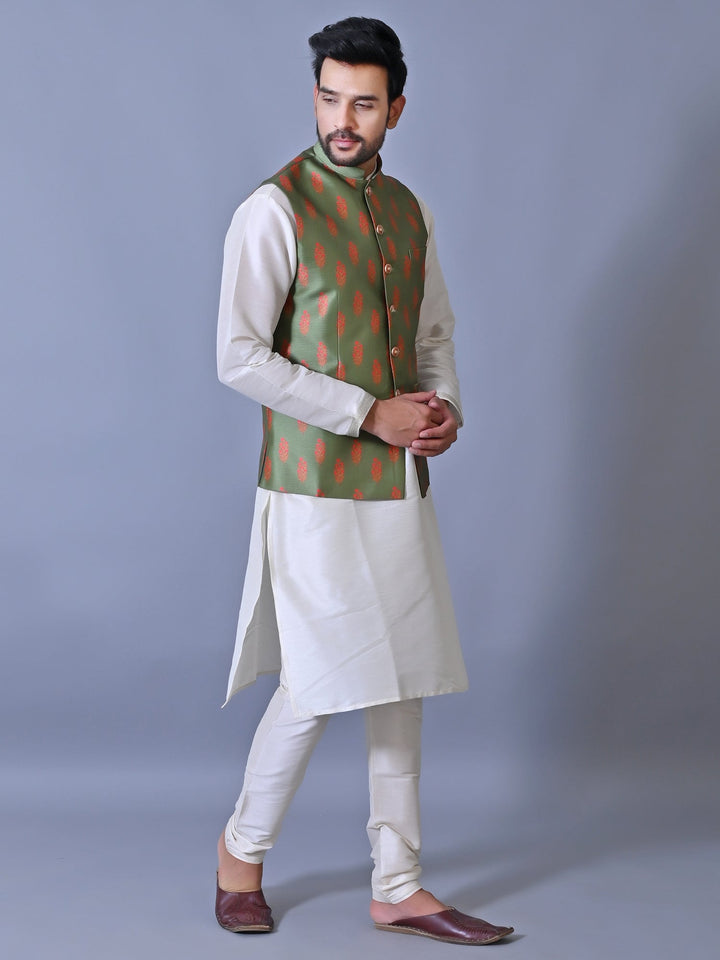 Floral Green Nehru Jacket