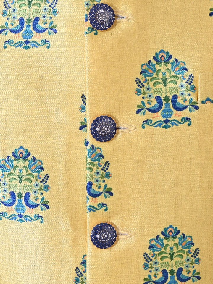 Ethnic Motifs Yellow Nehru Jacket