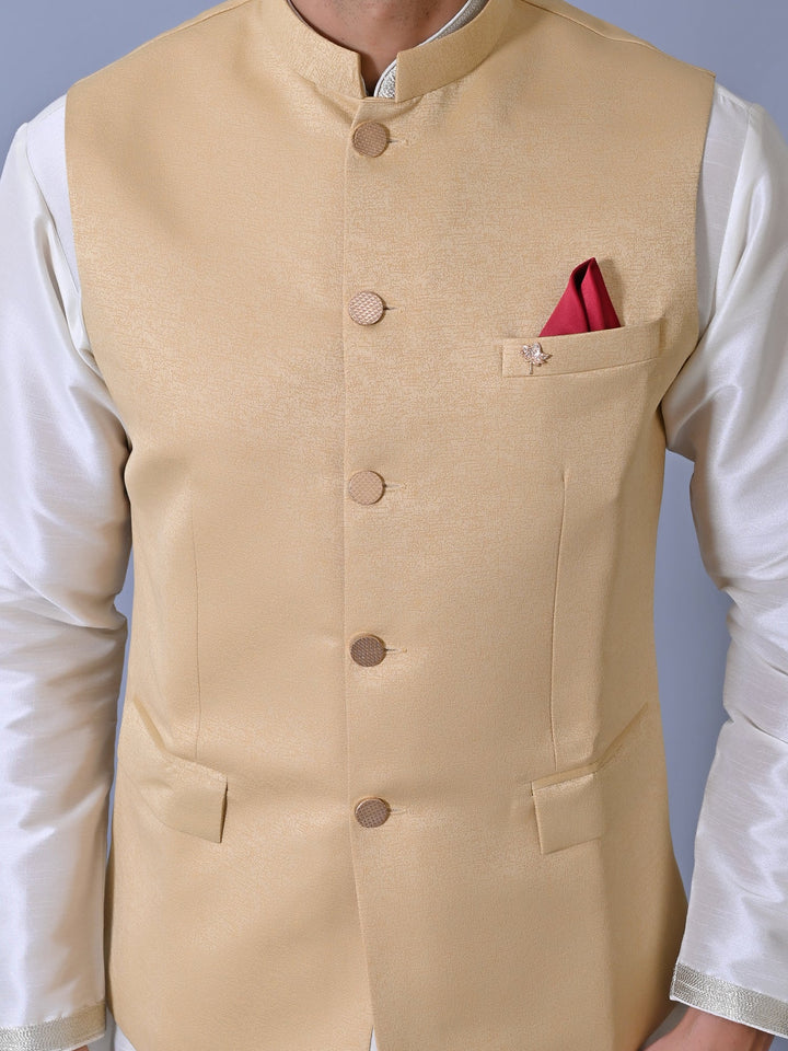 Textured Beige Nehru Jacket