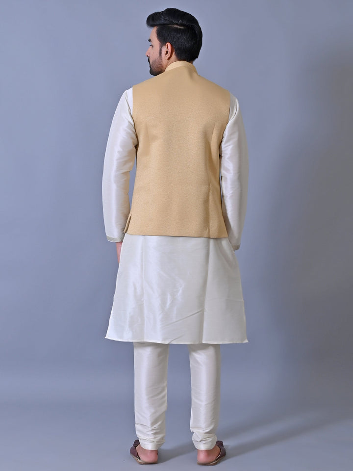 Textured Beige Nehru Jacket