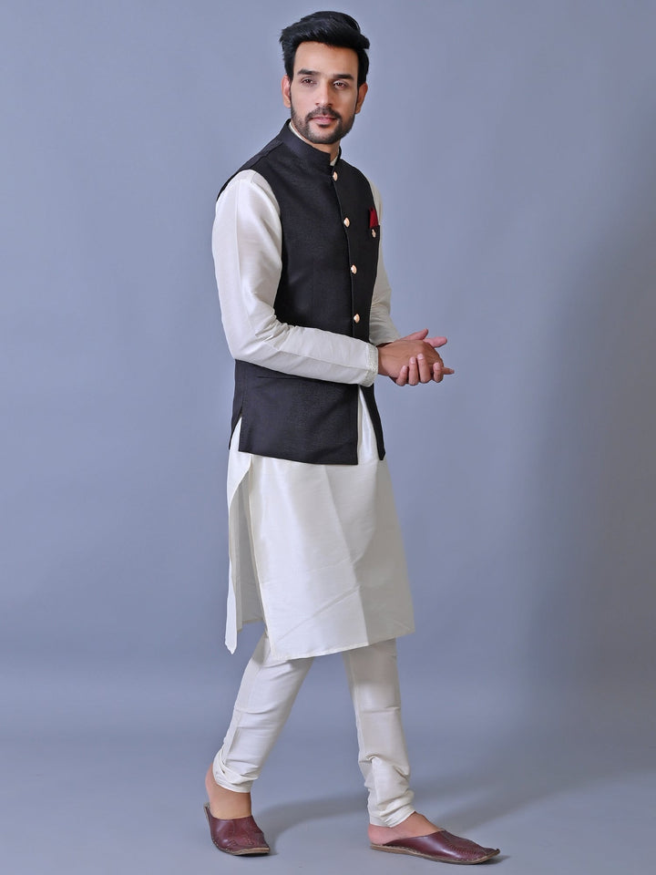 Textured Black Nehru Jacket