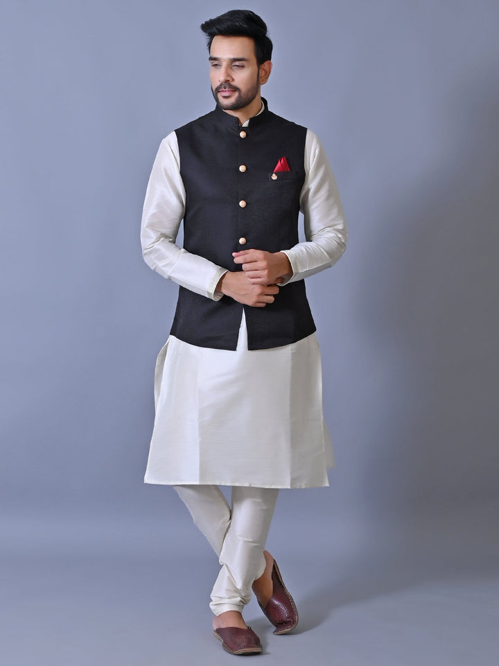 Textured Black Nehru Jacket