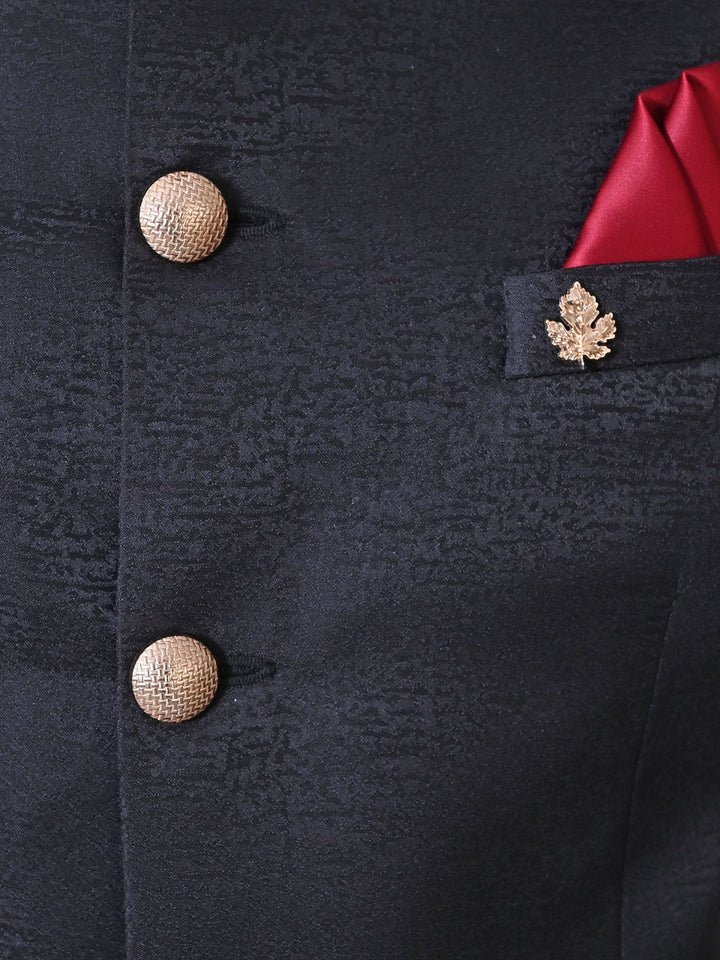 Textured Black Nehru Jacket
