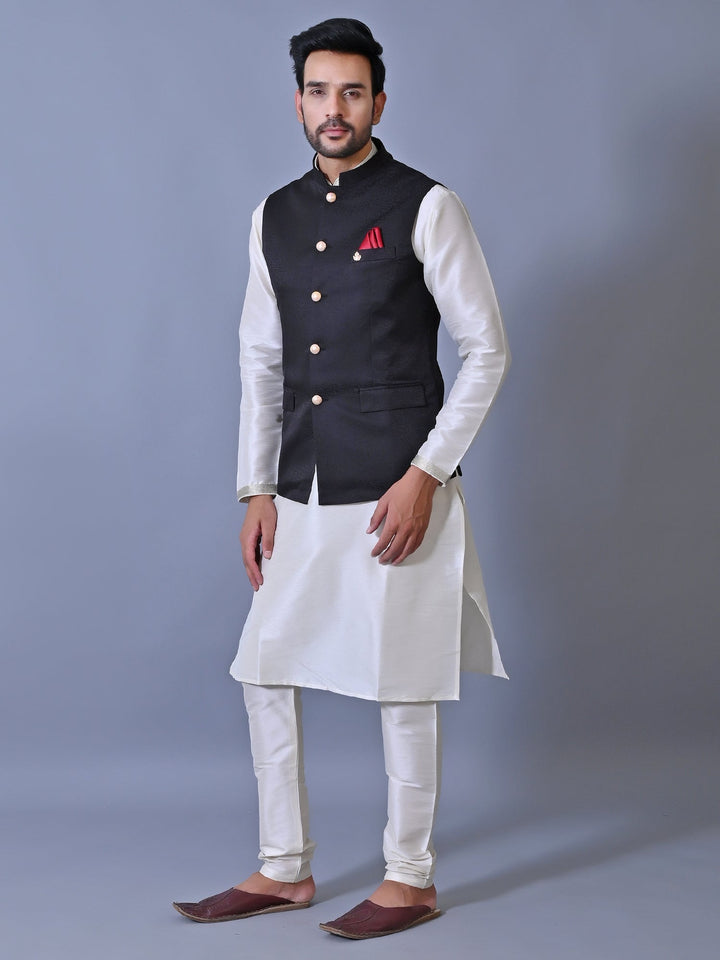 Textured Black Nehru Jacket