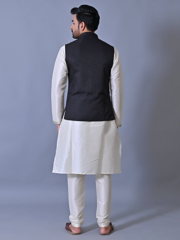Textured Black Nehru Jacket