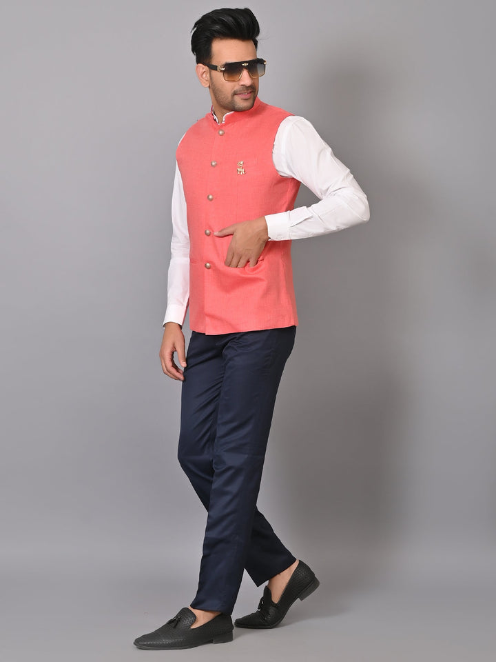 Solid Peach Nehru Jacket