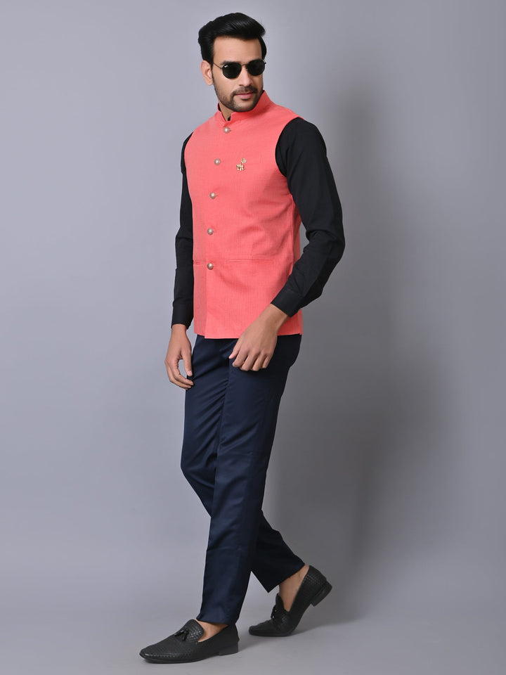 Solid Peach Nehru Jacket