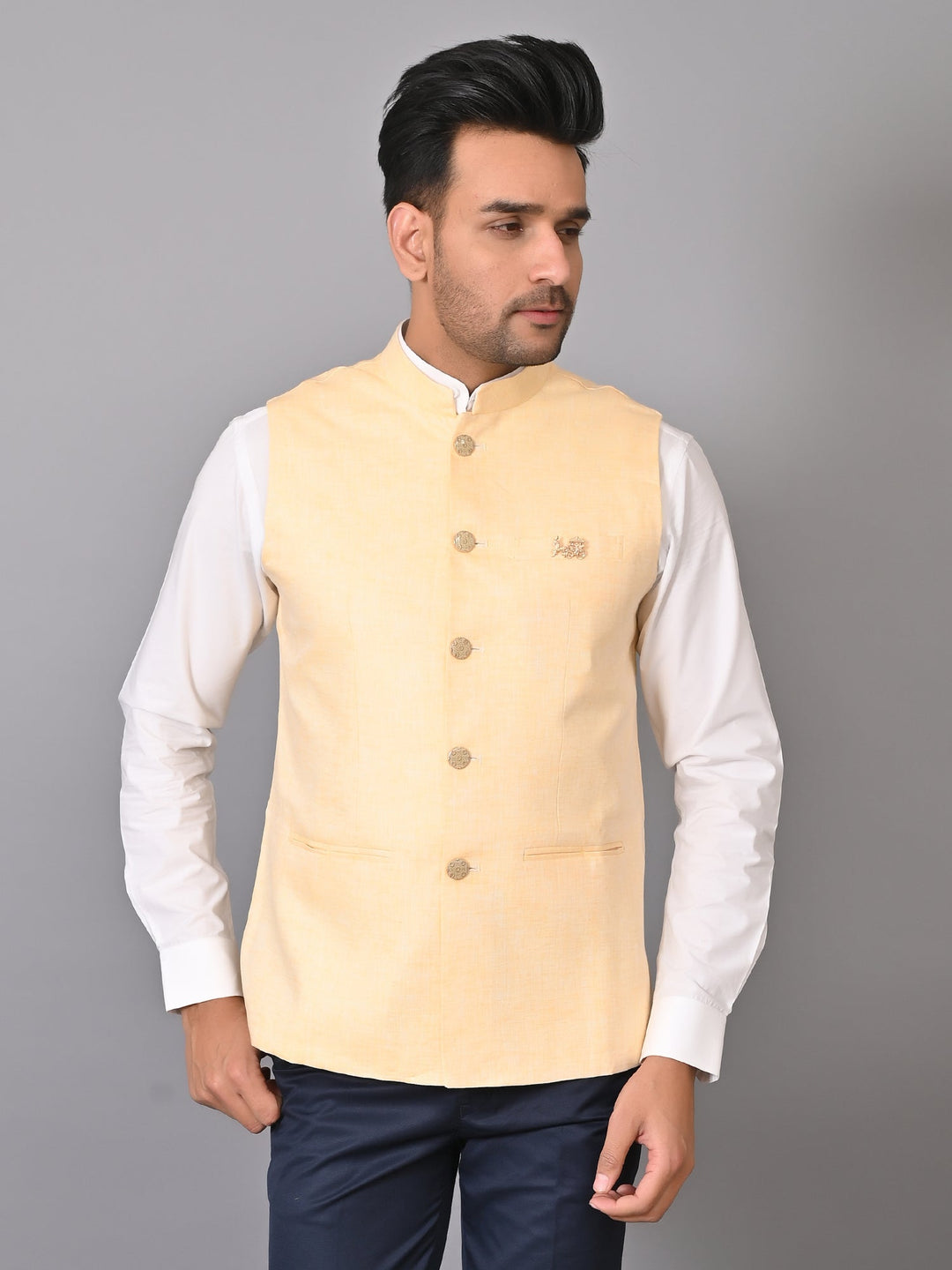 Solid Yellow Nehru Jacket