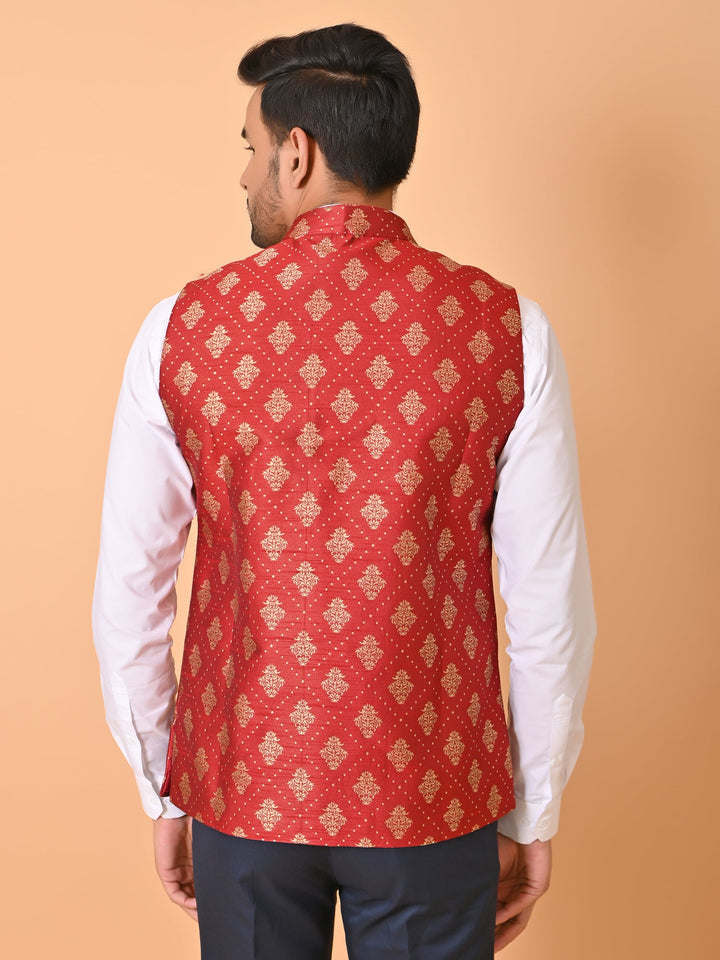 Textured Maroon Nehru Jacket