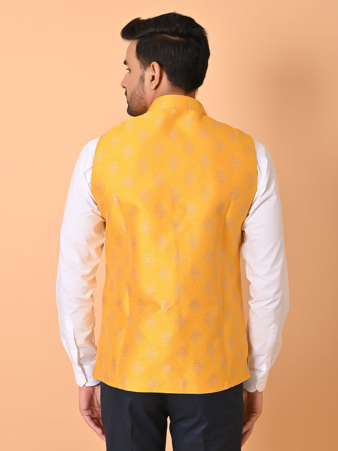 Floral Yellow Nehru Jacket